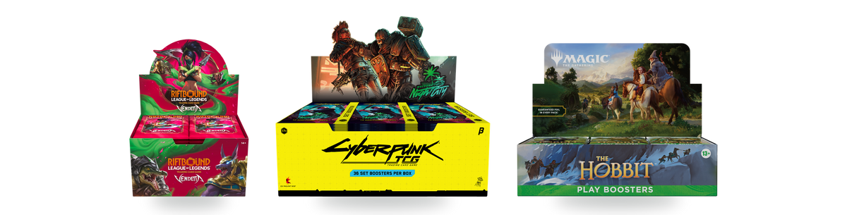 Displays Riftbound, Cyberpunk TCG et Magic: The Gathering