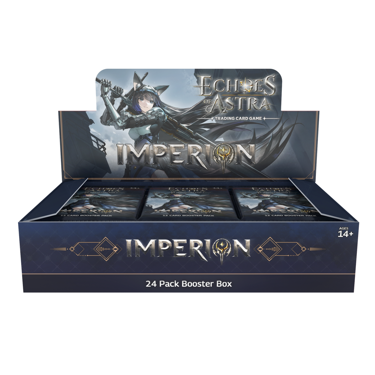 Display Echoes of Astra TCG Imperion de 24 boosters en anglais, boîte vue de face