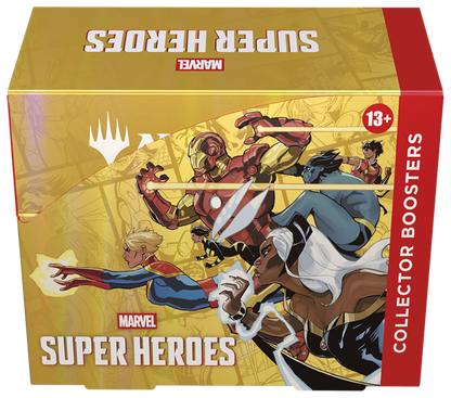 Boîte de 12 boosters Collector Magic: The Gathering Marvel Super Heroes en anglais, vue de face