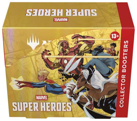 Boîte de 12 boosters Collector Magic: The Gathering Marvel Super Heroes en anglais, vue de face