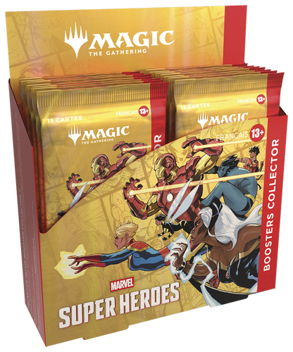 Boîte de 12 boosters Collector Magic: The Gathering Marvel Super Heroes en français, vue de face