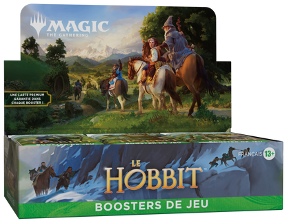 Boîte de 30 boosters de jeu Magic: The Gathering Le Hobbit en français, avec Box Topper, vue de face
