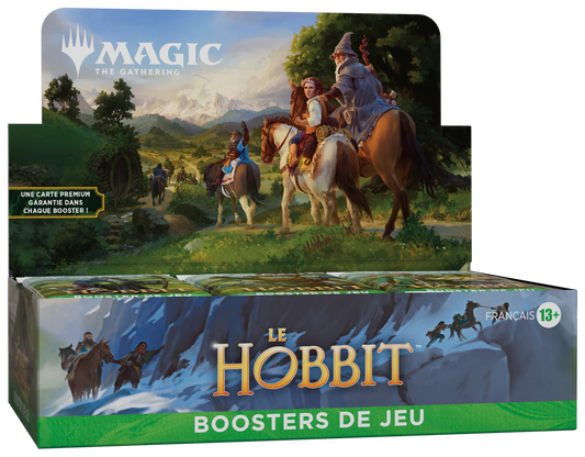 Boîte de 30 boosters de jeu Magic: The Gathering Le Hobbit en français, avec Box Topper, vue de face