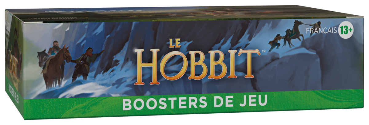 Boîte de 30 boosters de jeu Magic: The Gathering Le Hobbit en français, avec Box Topper, vue de face — vue 3