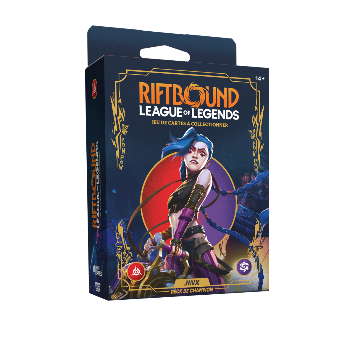 Deck de champion Jinx Riftbound Origines en français, emballage vu de face — vue 2