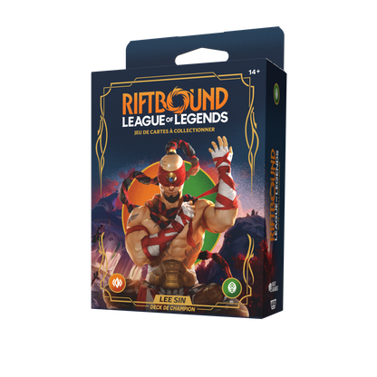 Deck de champion Lee Sin Riftbound Origines en français, emballage vu de face