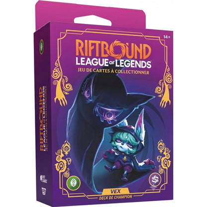 Deck de champion Vex Riftbound Déchaînement en français, emballage vu de face — vue 2