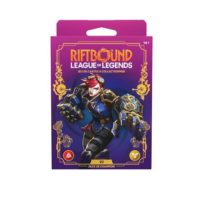 Deck de champion Vi Riftbound Déchaînement en français, emballage vu de face — vue 2
