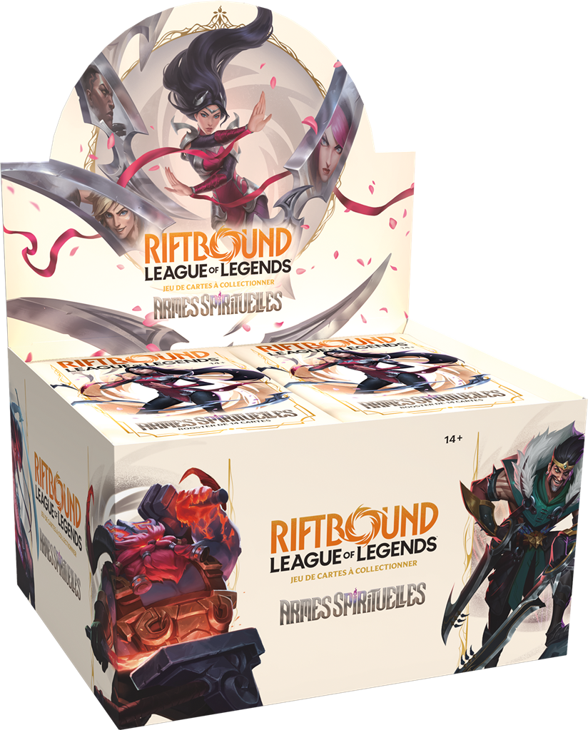 Display Riftbound Armes spirituelles de 24 boosters en français, boîte du Set 2 vue de face
