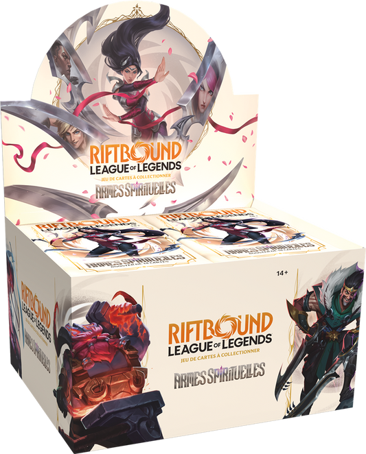Display Riftbound Armes spirituelles de 24 boosters en français, boîte du Set 2 vue de face