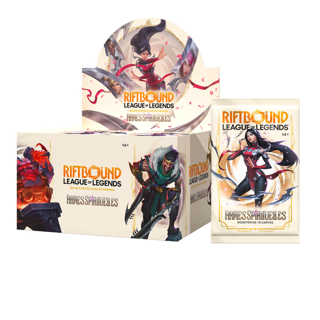 Display Riftbound Armes spirituelles de 24 boosters en français, boîte du Set 2 vue de face — vue 2