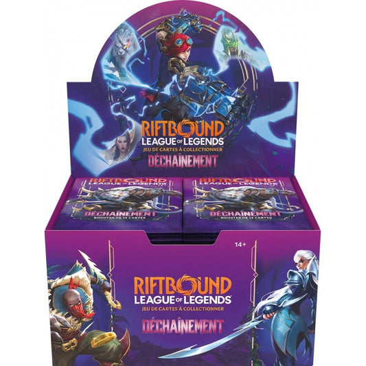 Display Riftbound Déchaînement de 24 boosters en français, boîte du Set 3 vue de face