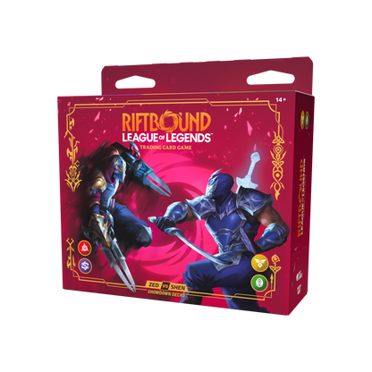 Coffret Showdown Zed contre Shen Riftbound Vendetta, emballage vu de face